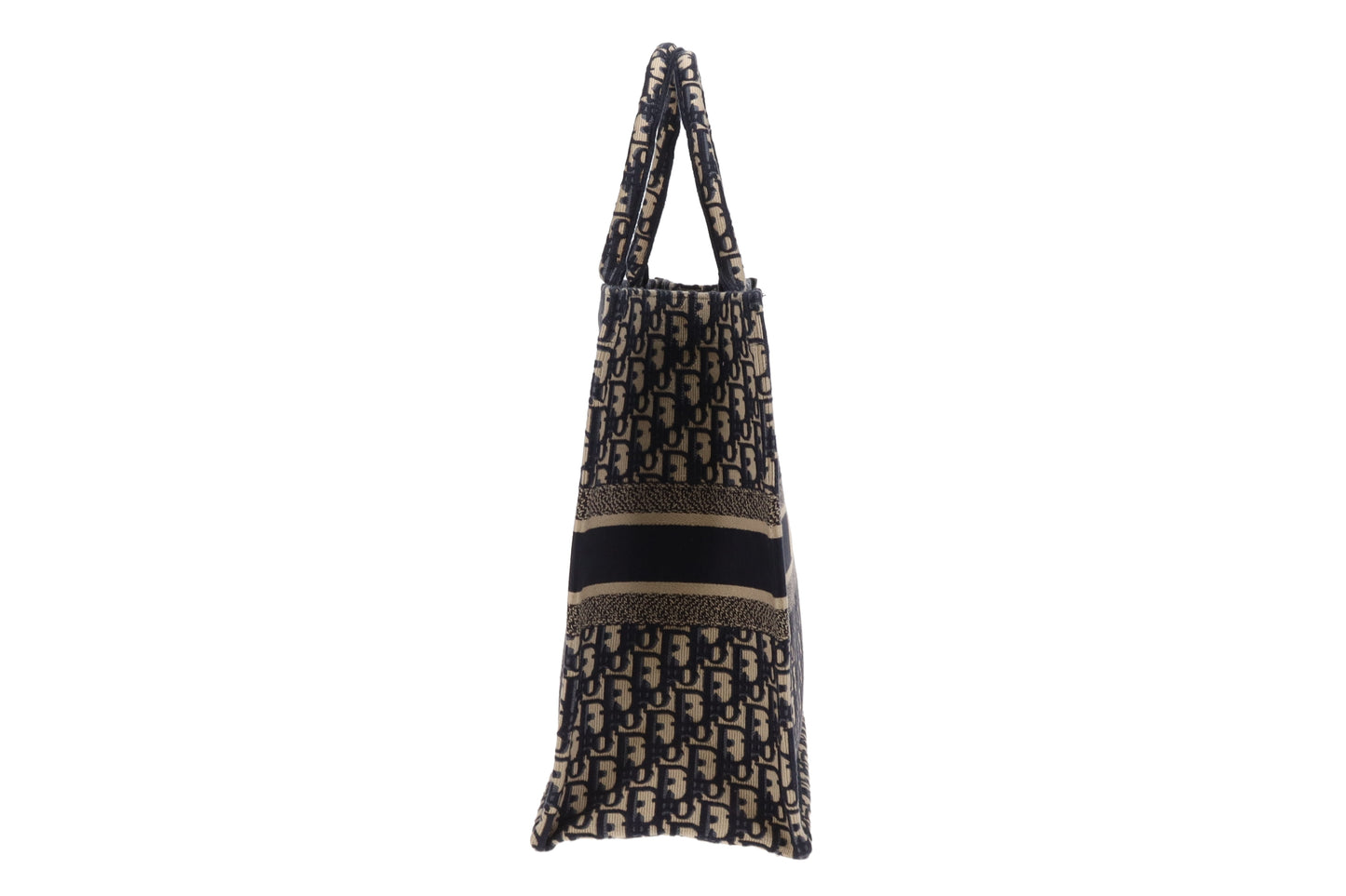 Dior Book Tote Large Ecru and Blue Oblique Embroidery