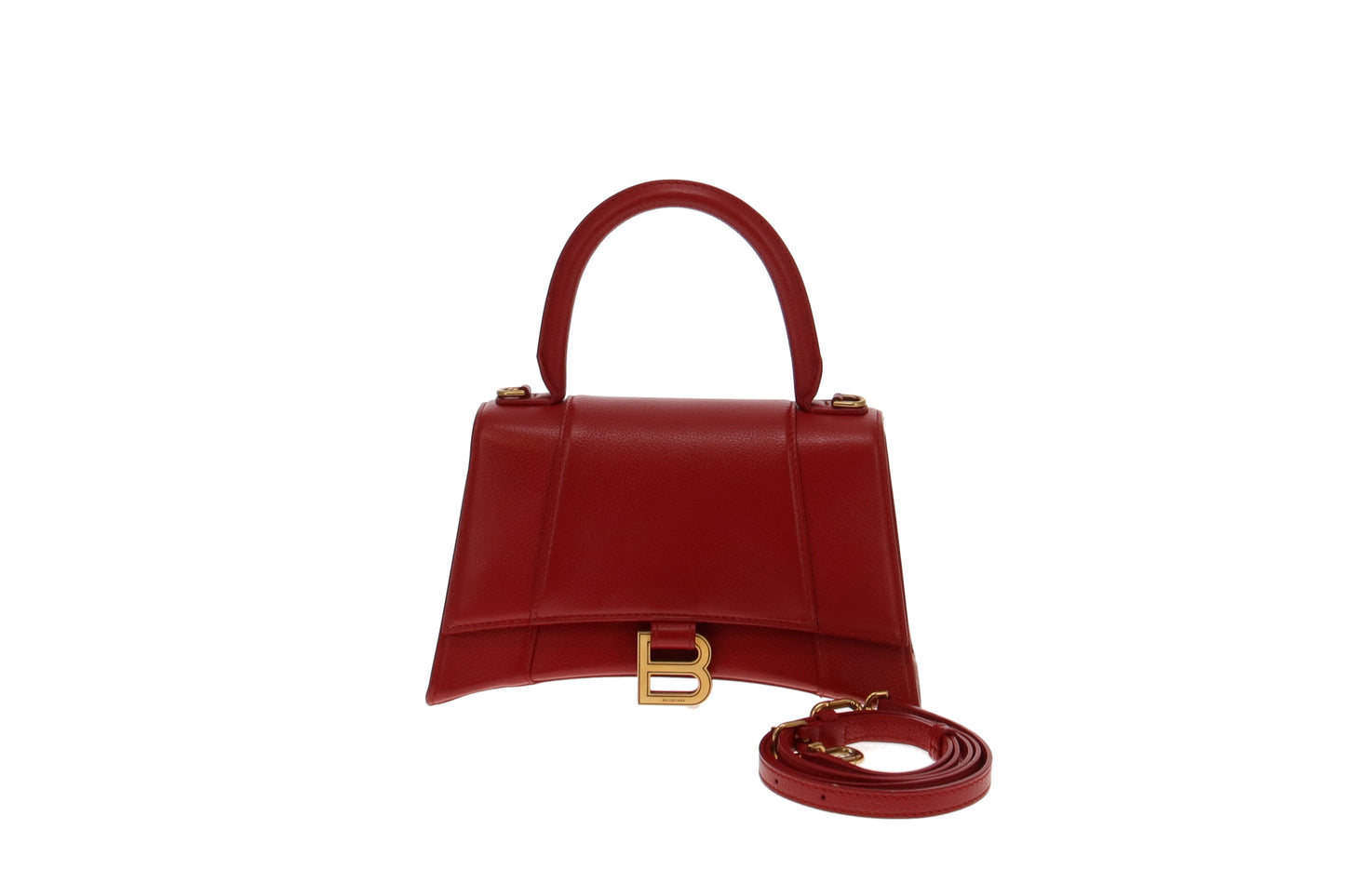 Balenciaga Red Grained Leather Small Hourglass Handbag