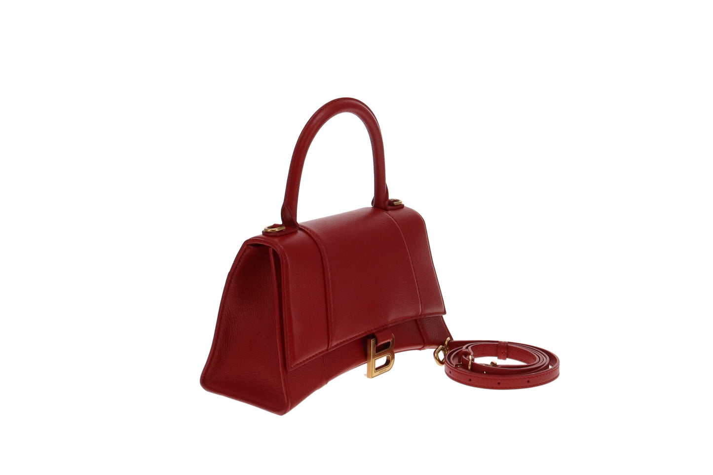 Balenciaga Red Grained Leather Small Hourglass Handbag