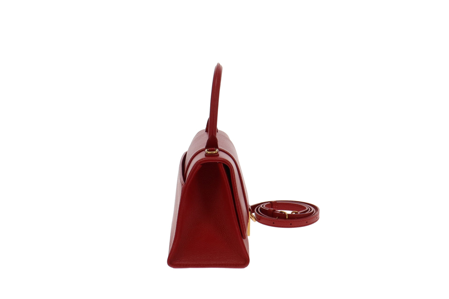 Balenciaga Red Grained Leather Small Hourglass Handbag