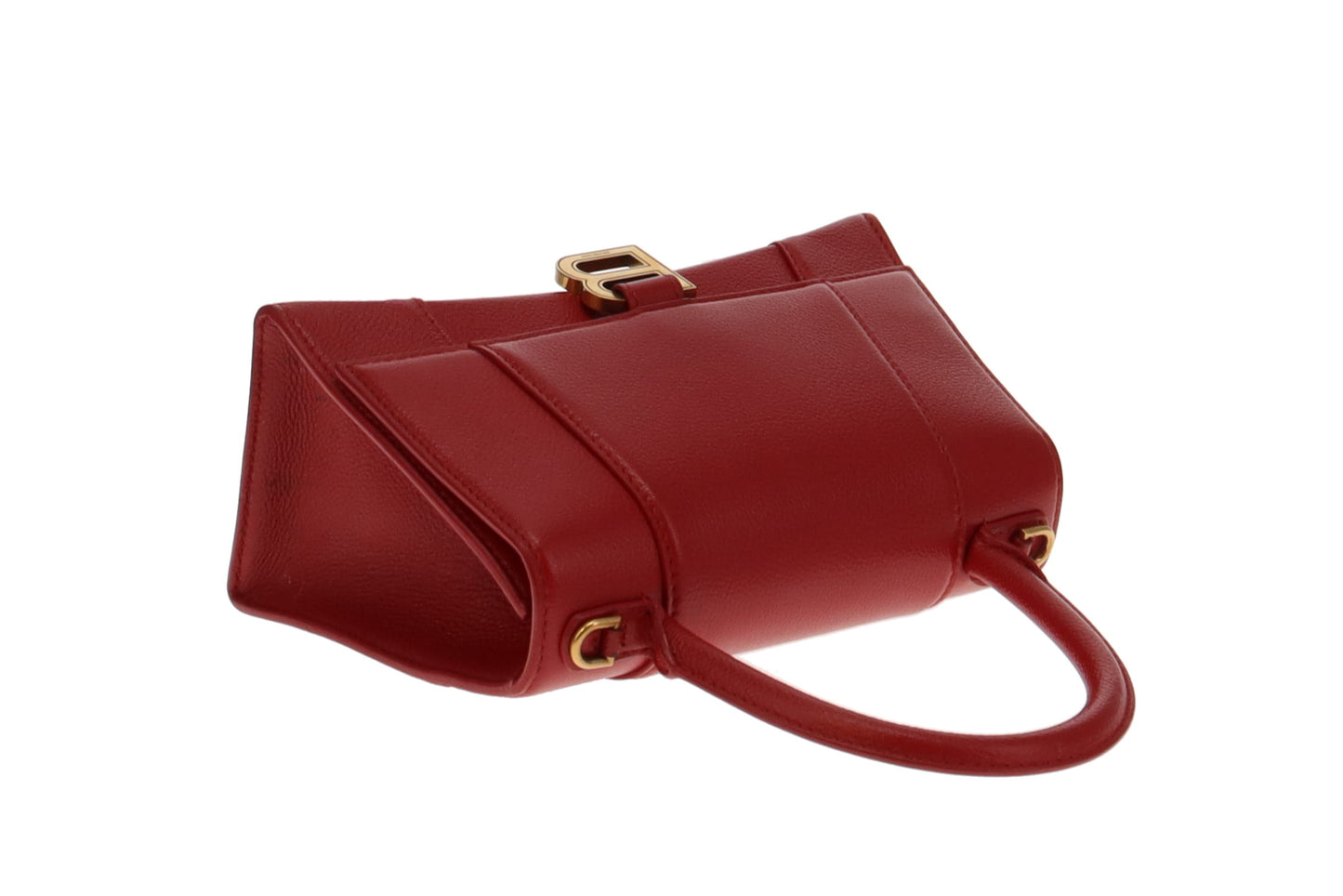 Balenciaga Red Grained Leather Small Hourglass Handbag