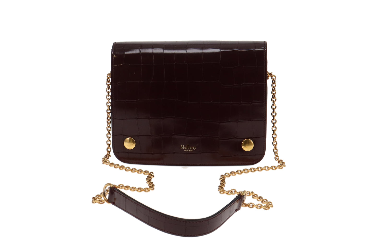 Mulberry Oxblood Polished Embossed Croc Clifton