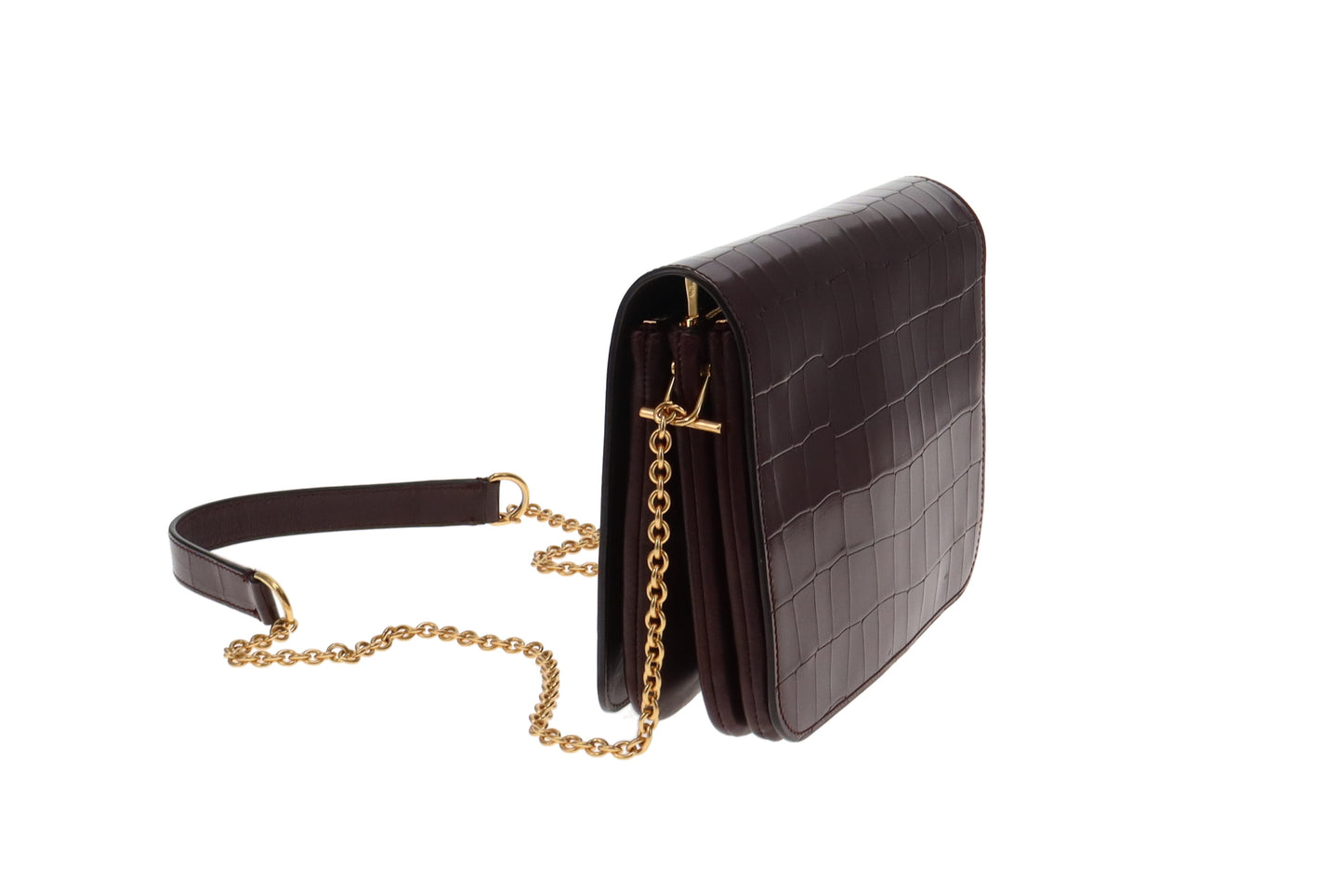 Mulberry Oxblood Polished Embossed Croc Clifton
