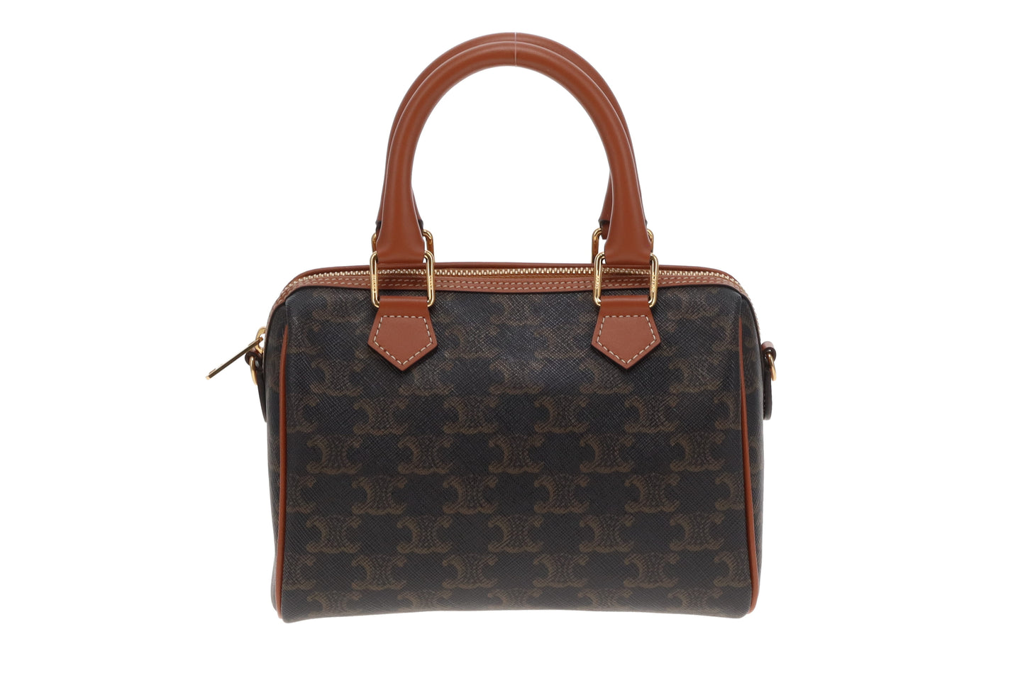 Celine Boston Bag Small with Strap Triomphe Canvas and Leather