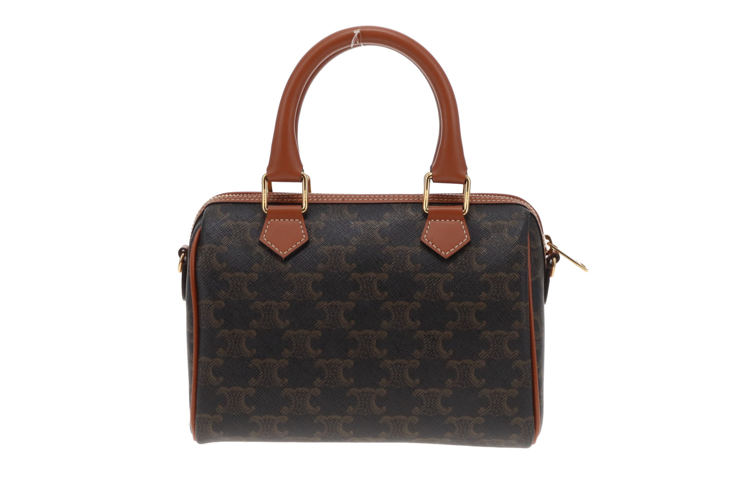 Celine Boston Bag Small with Strap Triomphe Canvas and Leather