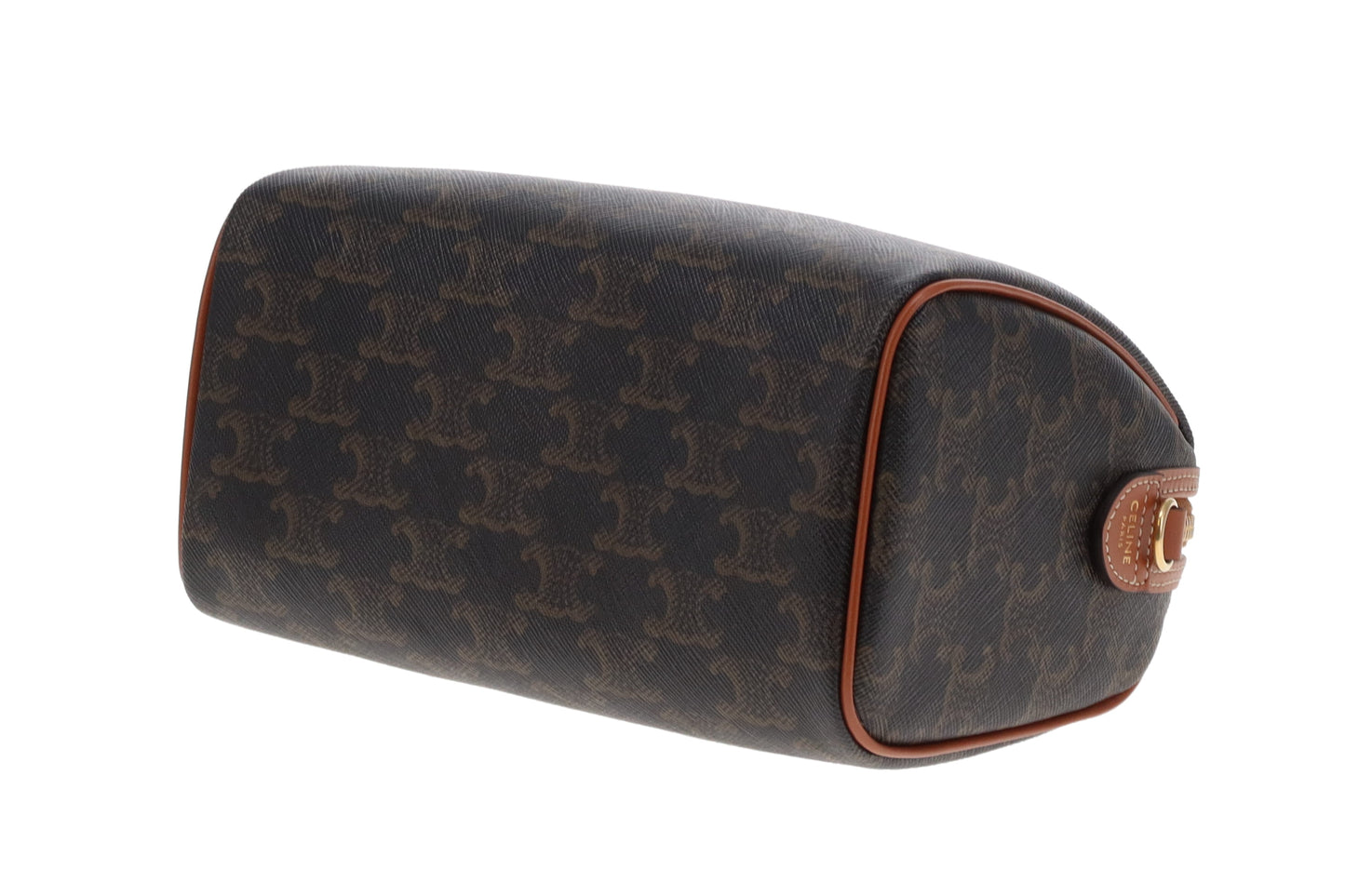 Celine Boston Bag Small with Strap Triomphe Canvas and Leather