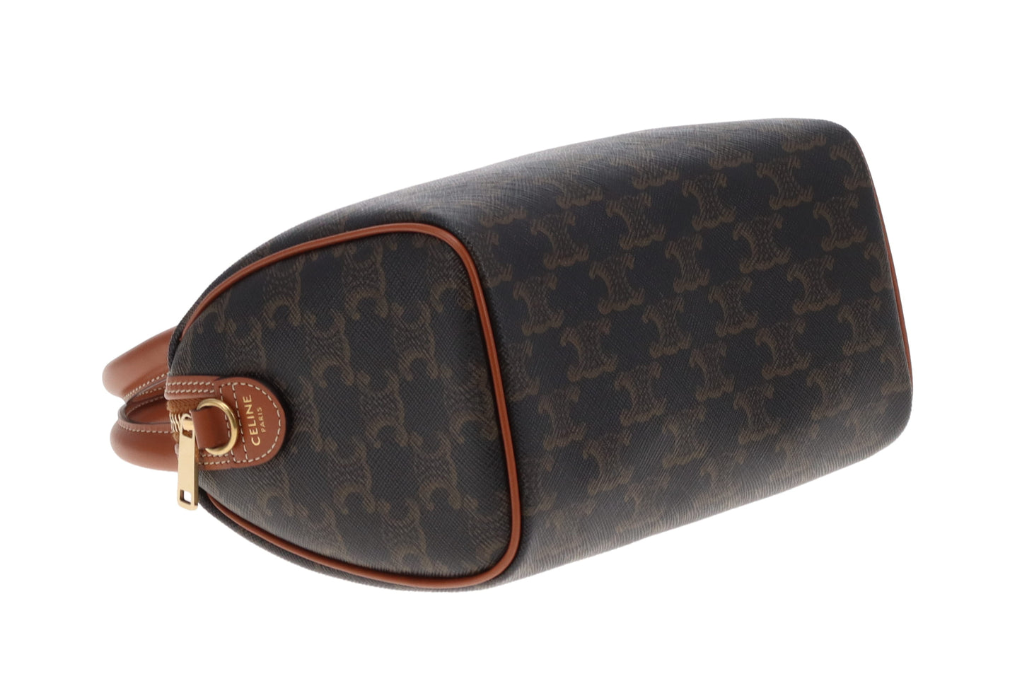 Celine Boston Bag Small with Strap Triomphe Canvas and Leather