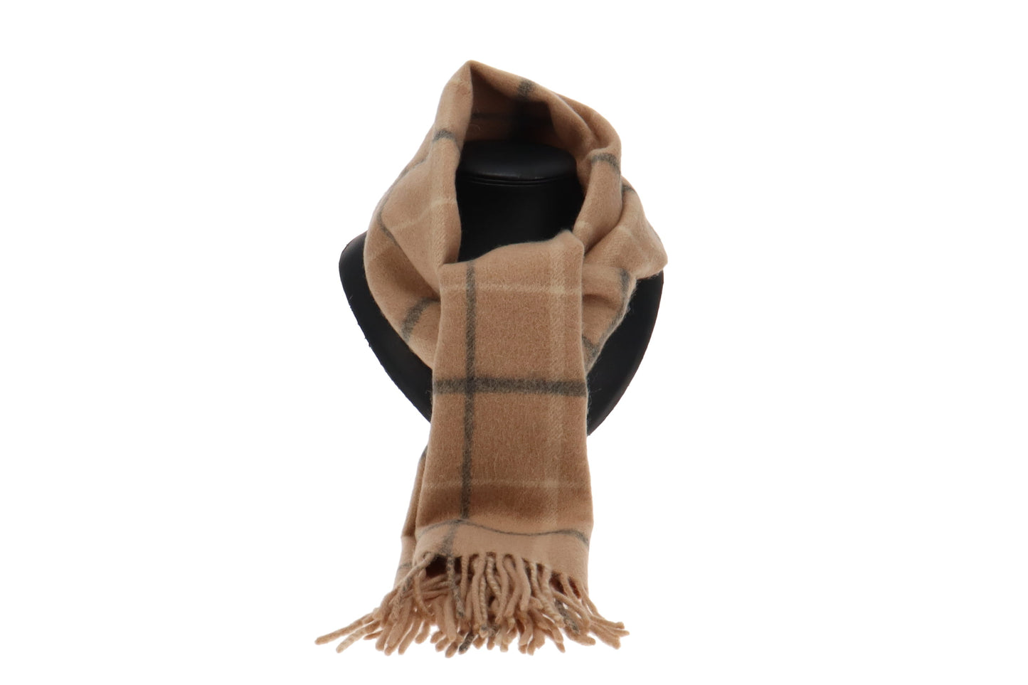 Bubrerry Beige and Grey Check 100% Lambswool Scarf