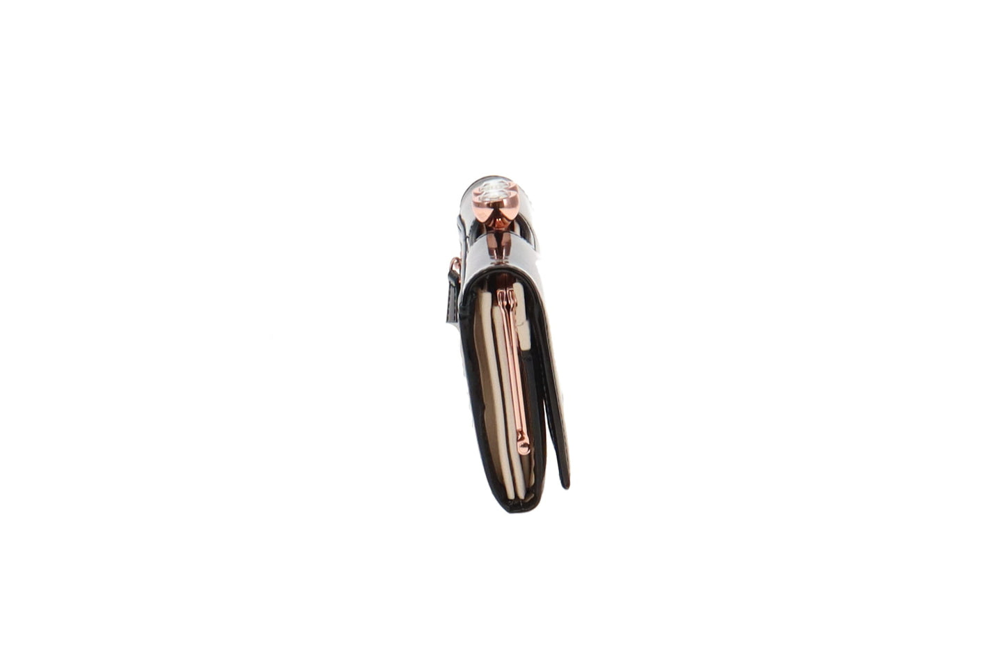 Ted Baker Kassady Wallet Patent Black Rose Gold Hardware