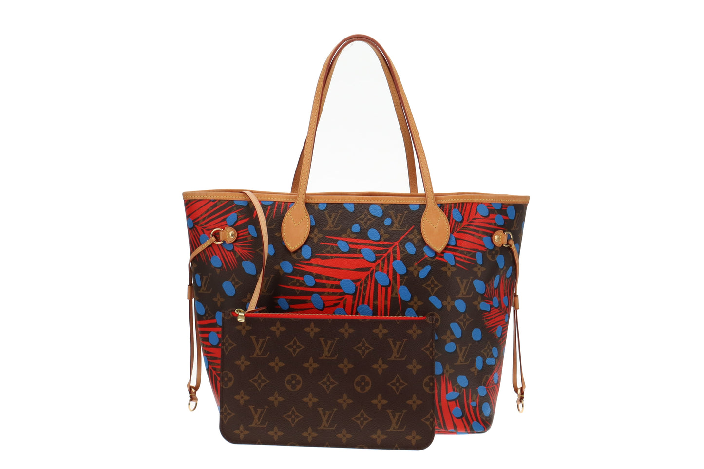 Louis Vuitton Monogram Blue and Red Jungle Dots Neverfull MM with Pochette Ltd. Ed.