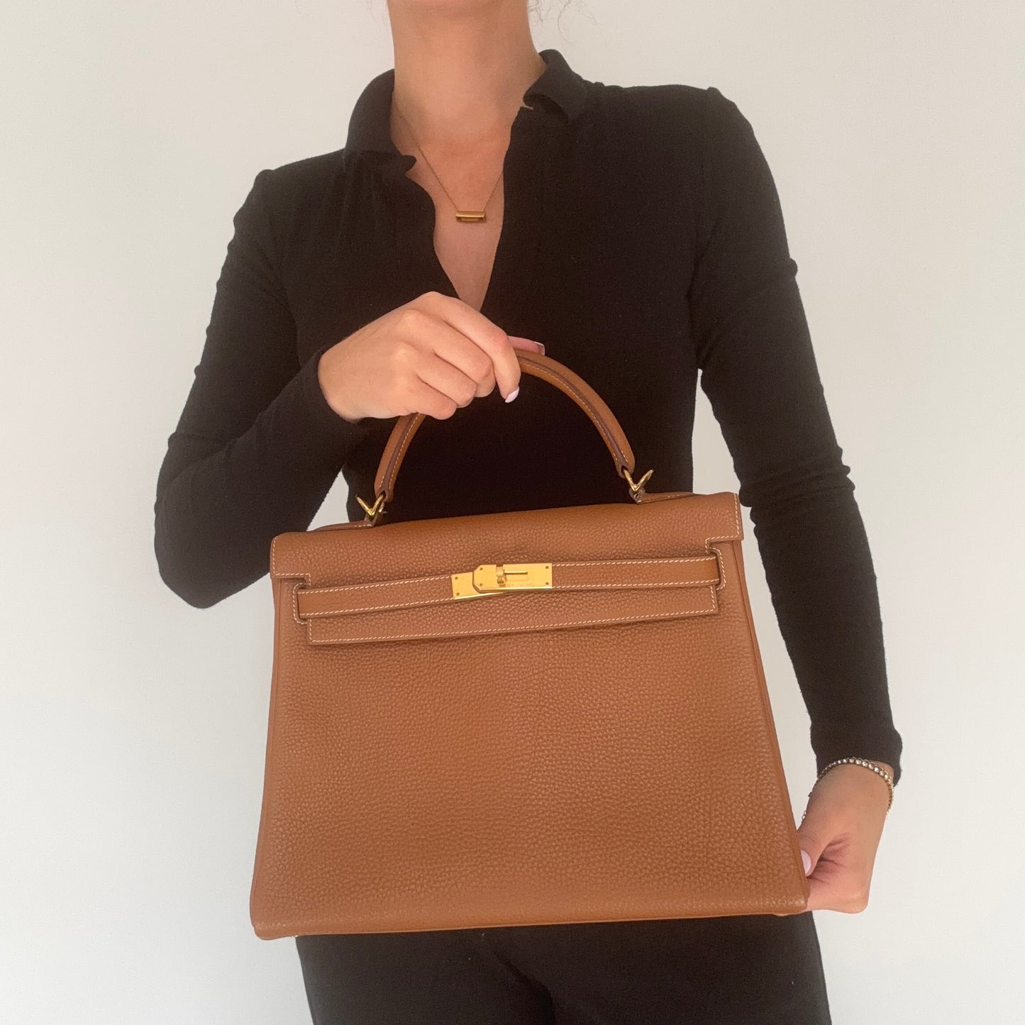 Hermes Kelly 32 In Gold Togo Leather 2003 Vintage