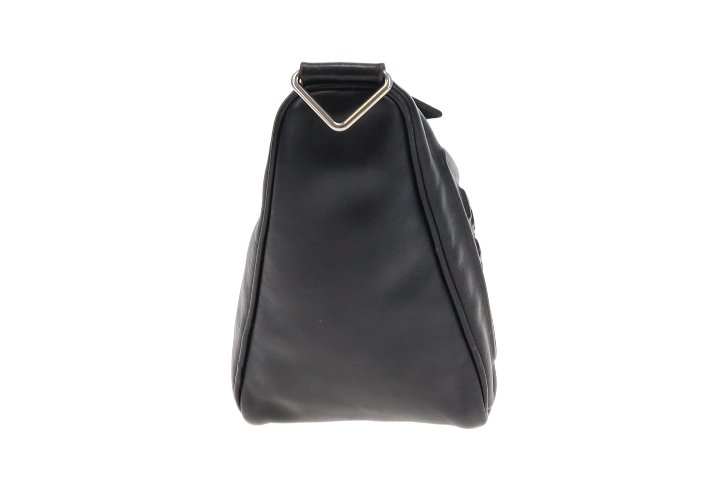 Prada Triangle Logo Leather Shoulder Bag Black