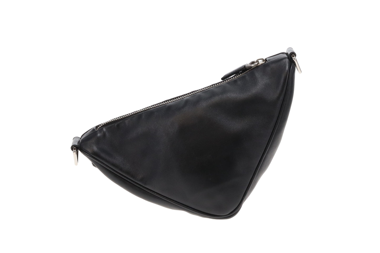 Prada Triangle Logo Leather Shoulder Bag Black