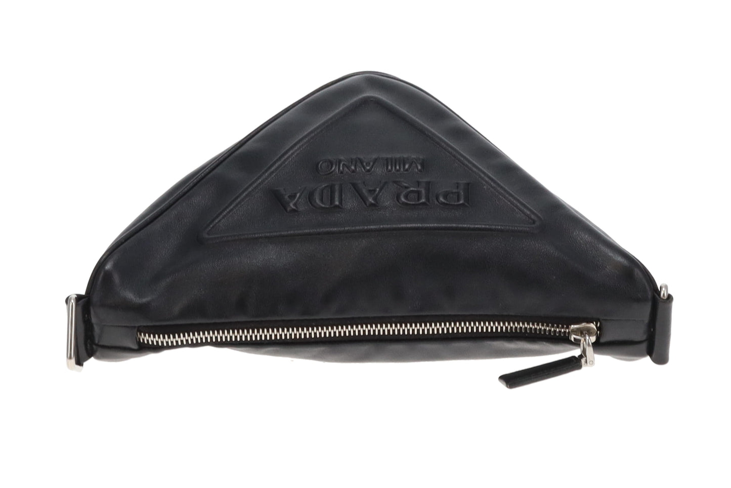 Prada Triangle Logo Leather Shoulder Bag Black