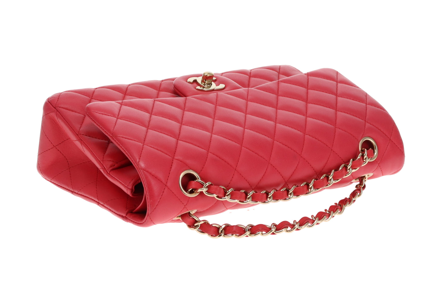Chanel Classic Double Flap Medium Raspberry Lambskin GHW 2018