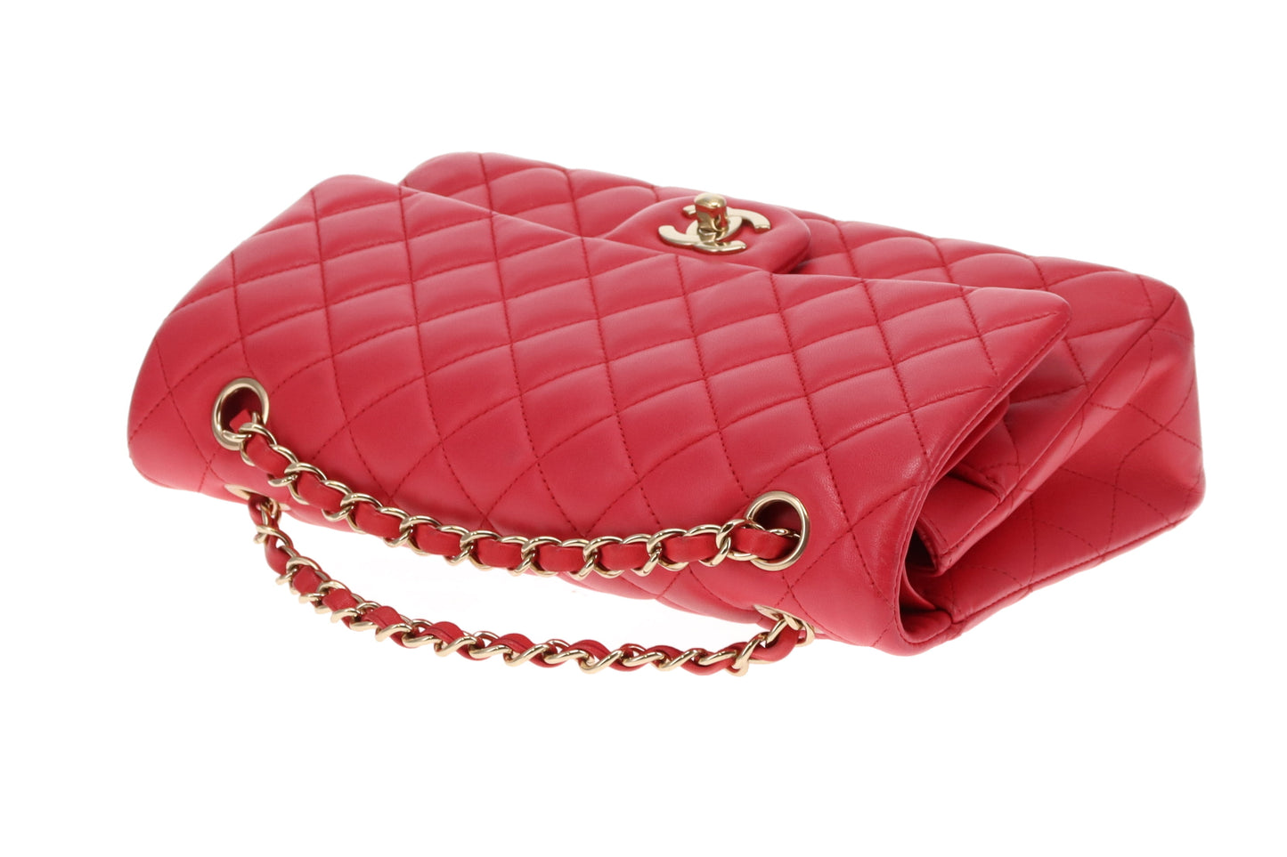 Chanel Classic Double Flap Medium Raspberry Lambskin GHW 2018