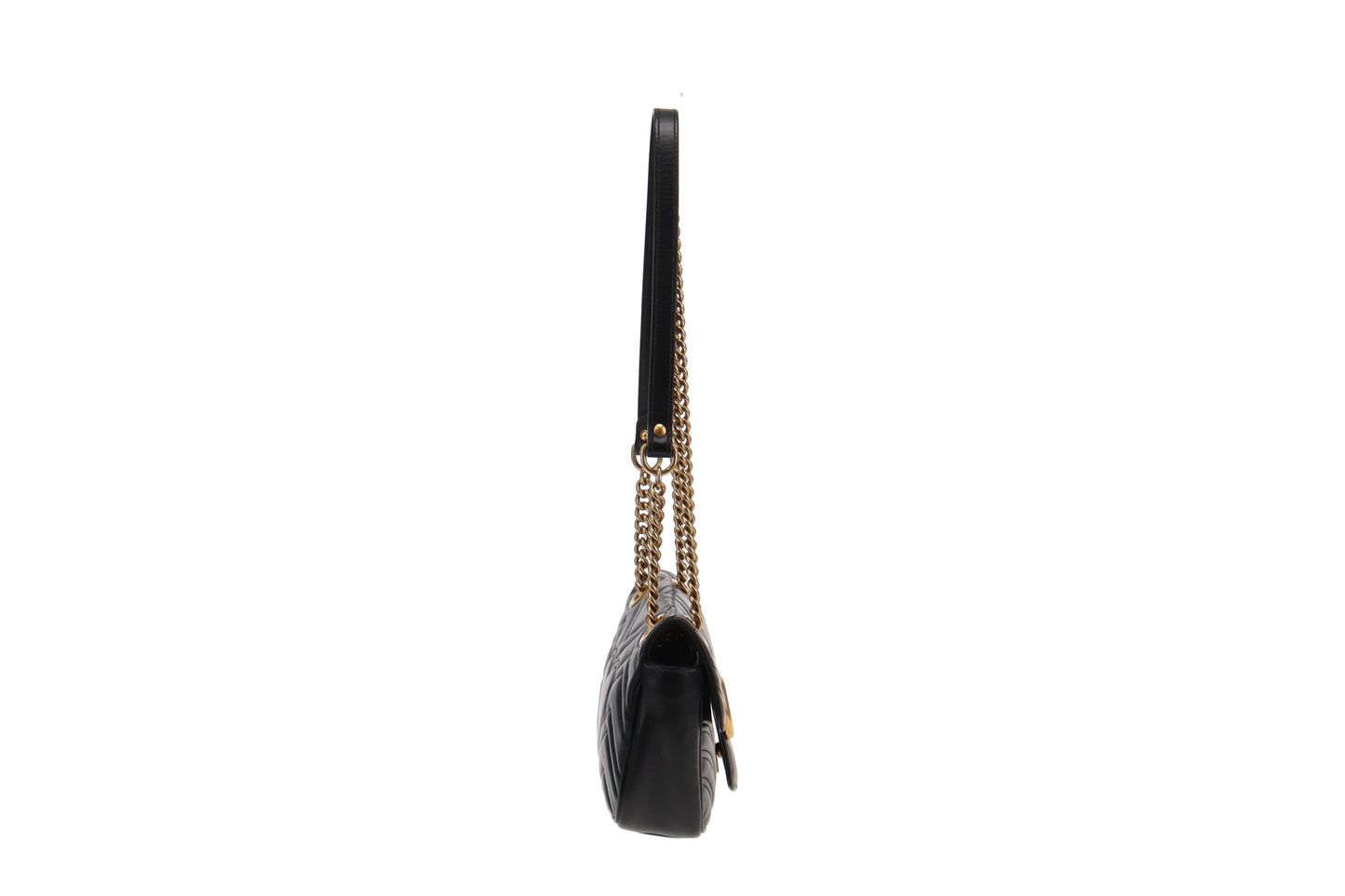 Gucci Black Matelasse Leather Mini Marmont Chain Flap Bag