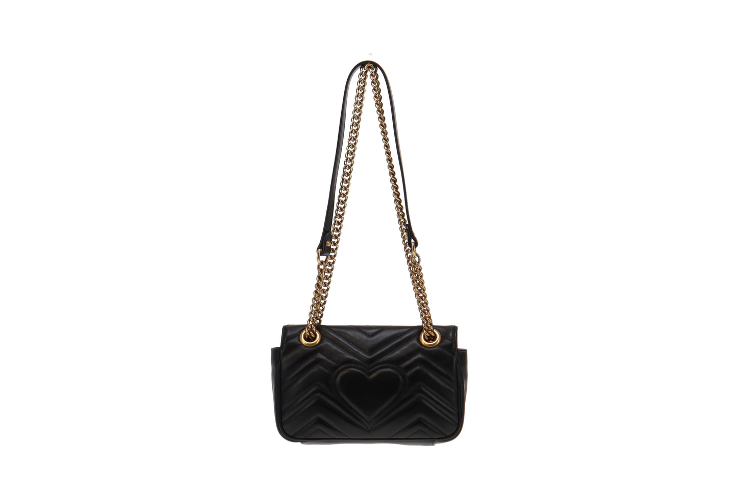 Gucci Black Matelasse Leather Mini Marmont Chain Flap Bag