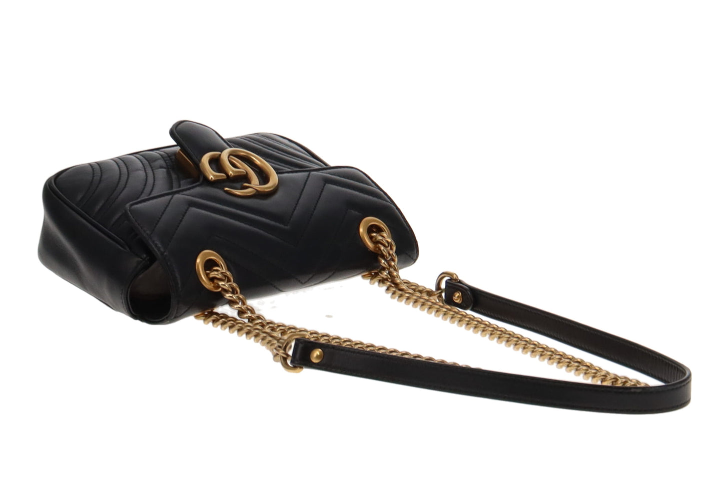 Gucci Black Matelasse Leather Mini Marmont Chain Flap Bag