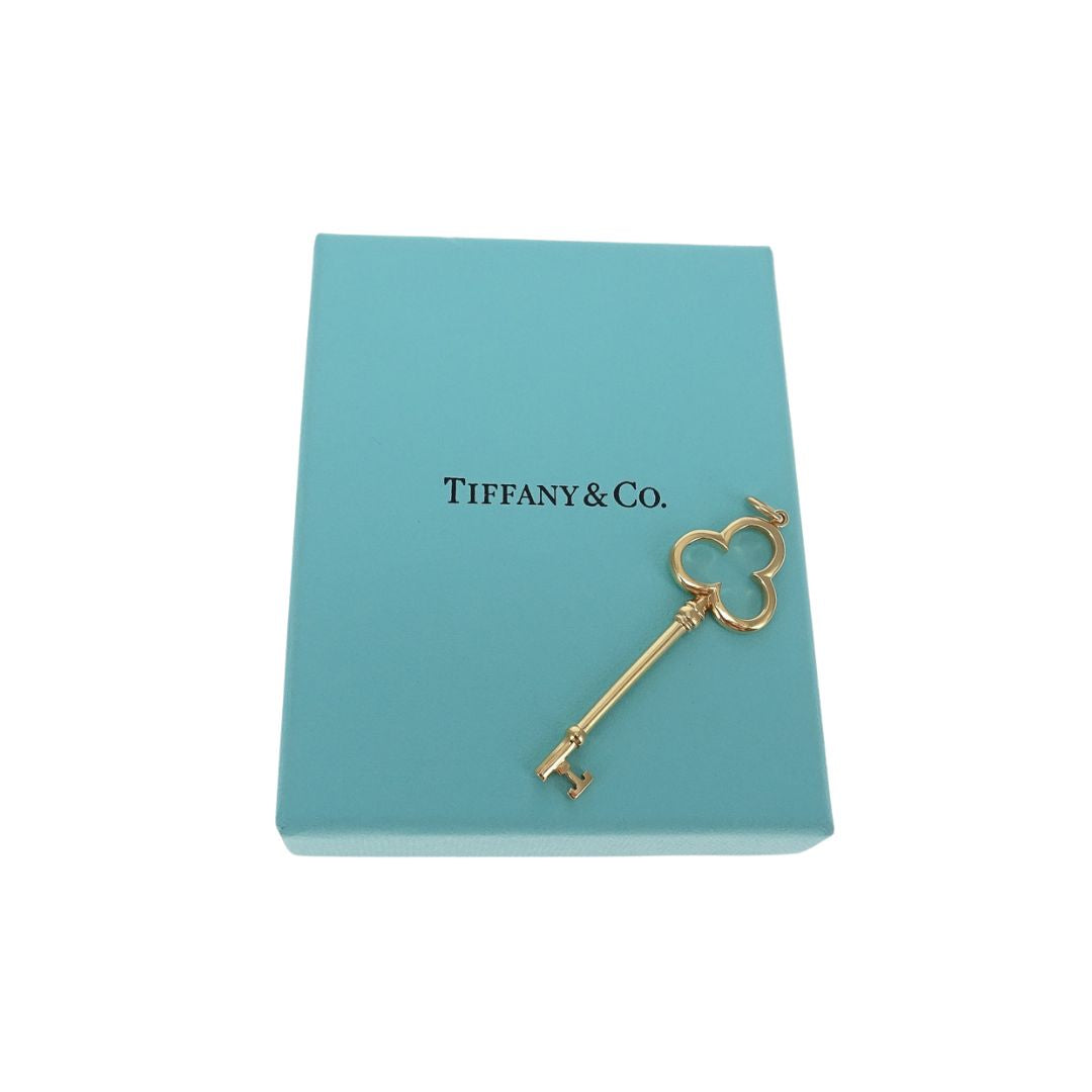 Tiffany & Co 18k Yellow Gold Trefoil Key Pendant