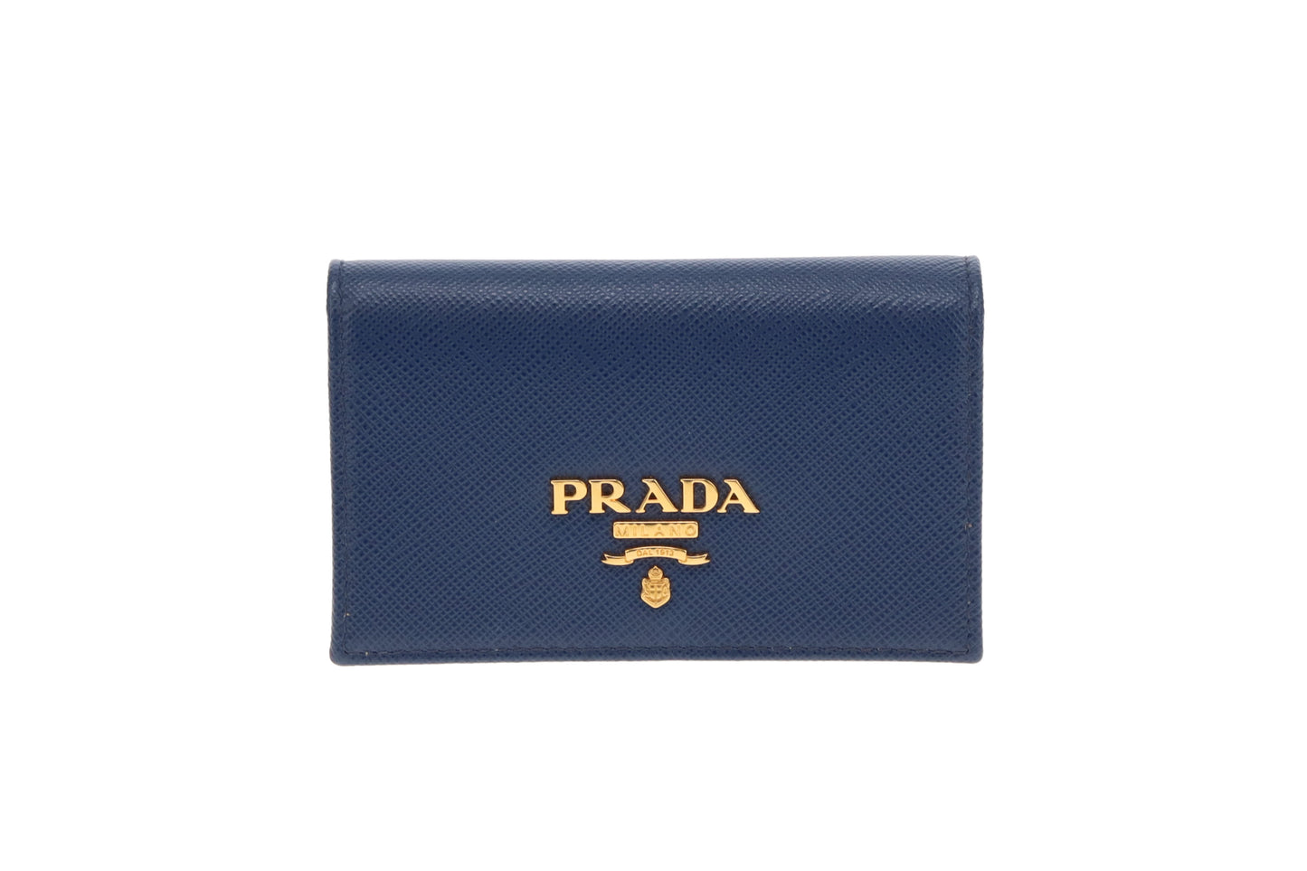 Prada Card Case Blue Saffiano GHW