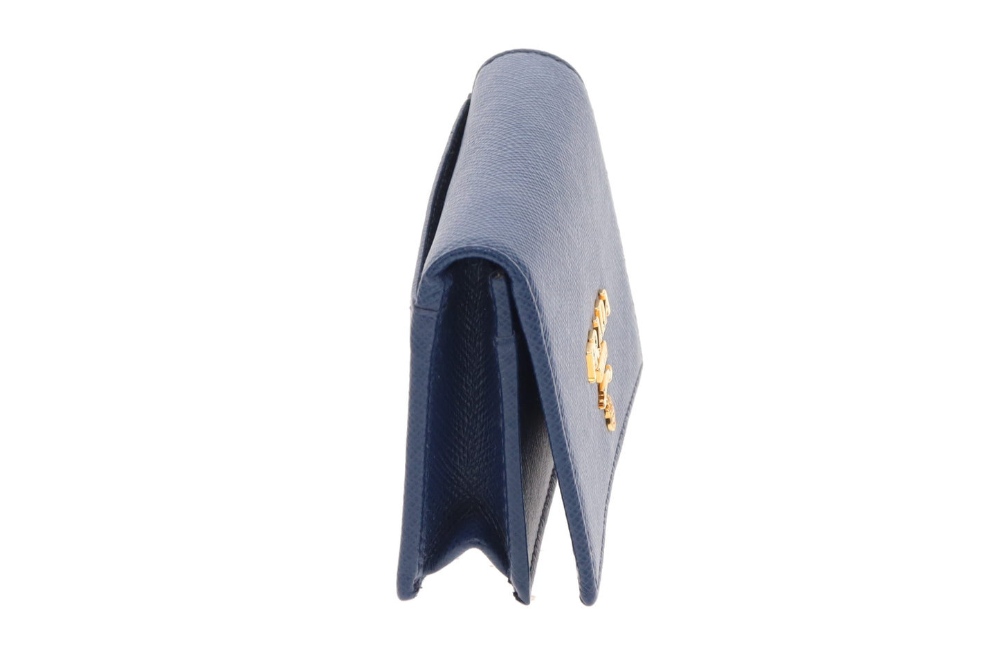 Prada Card Case Blue Saffiano GHW