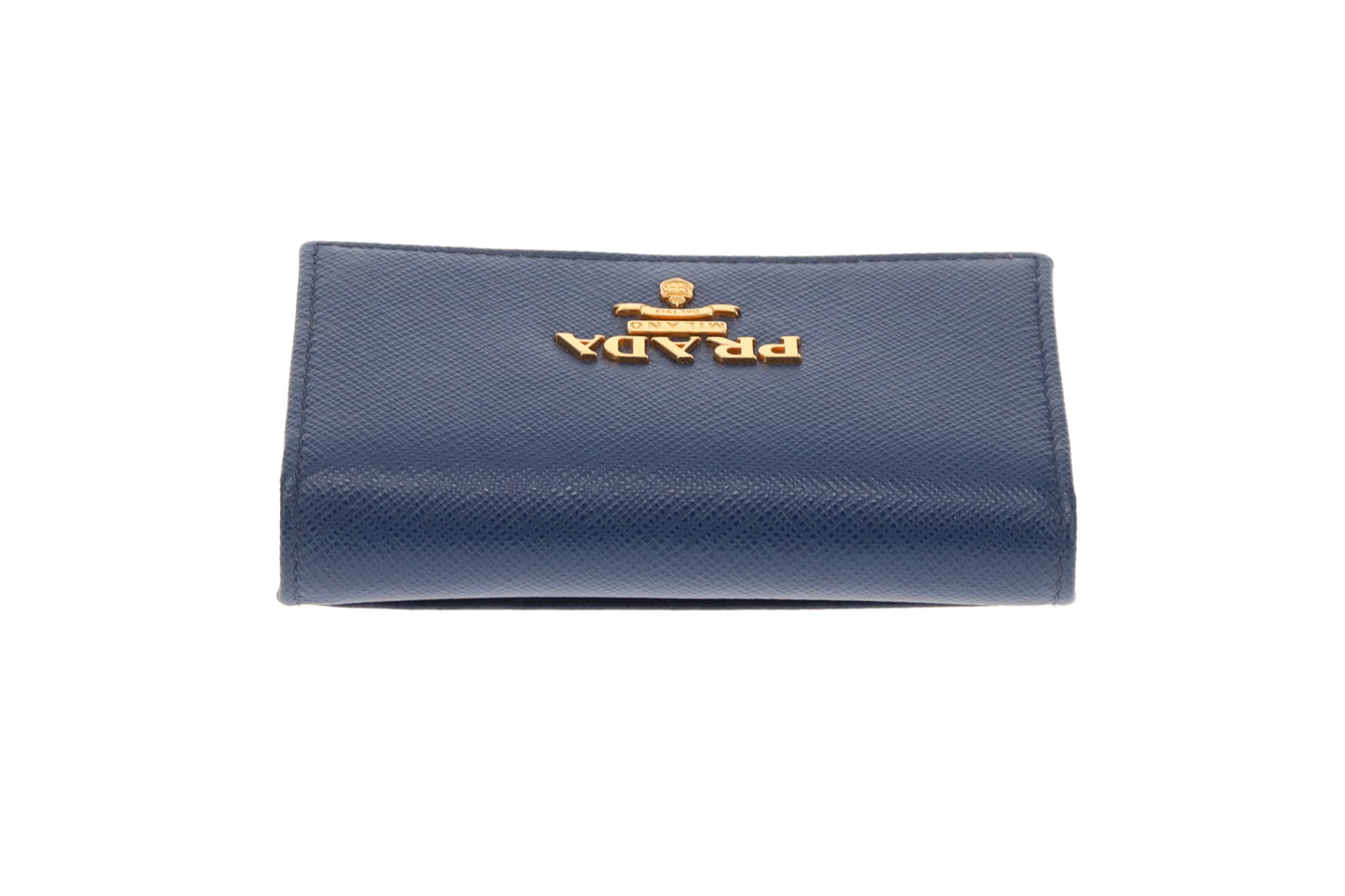 Prada Card Case Blue Saffiano GHW