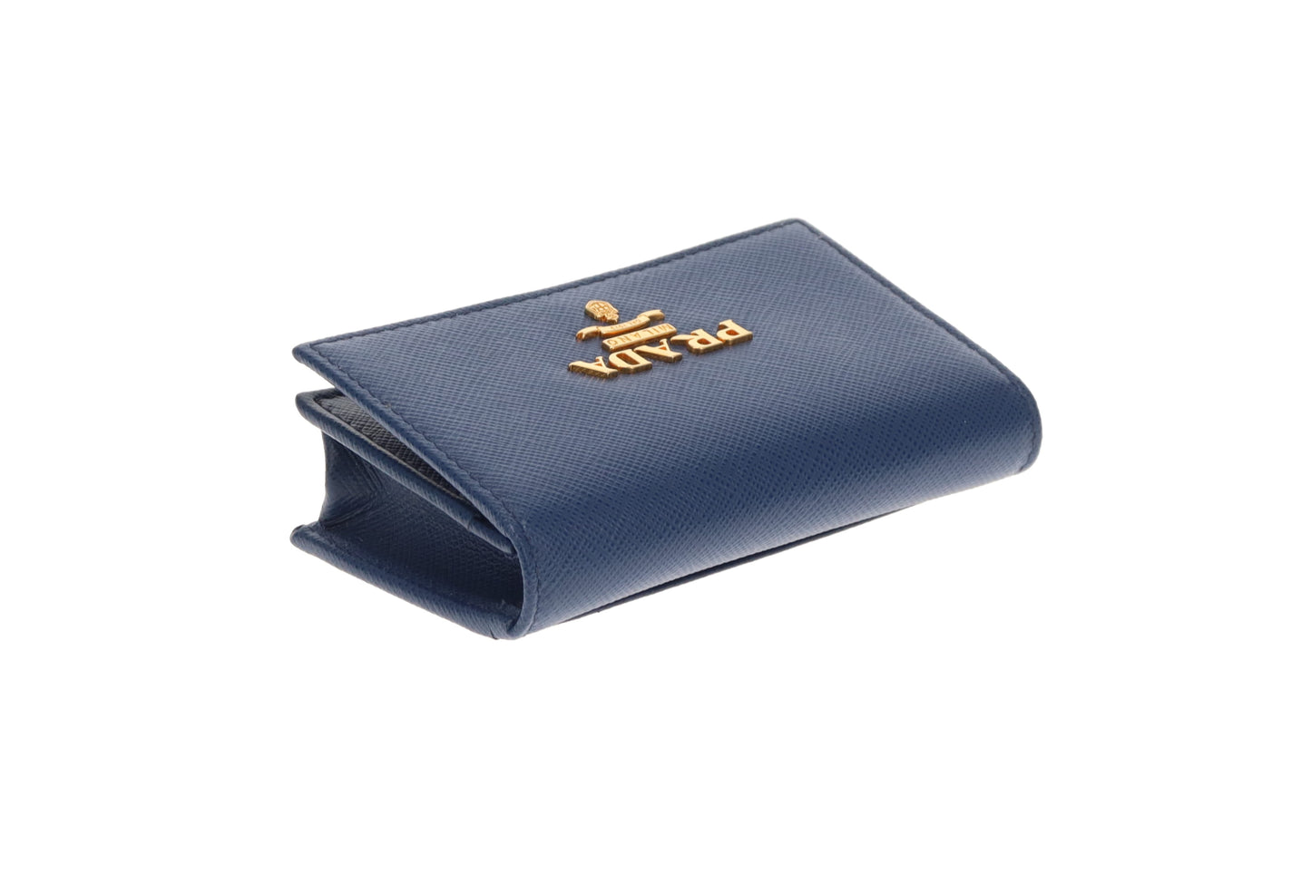 Prada Card Case Blue Saffiano GHW