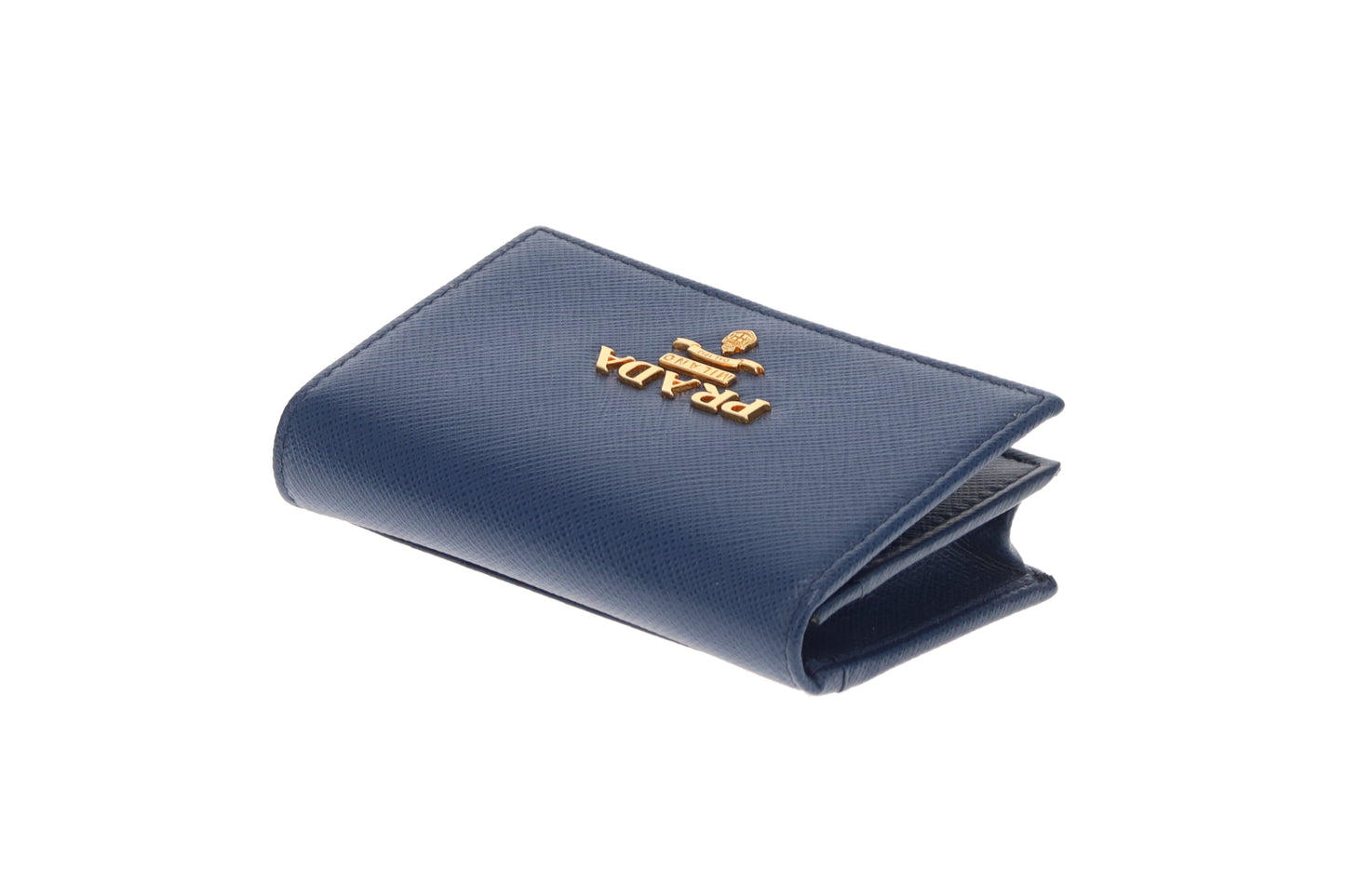 Prada Card Case Blue Saffiano GHW