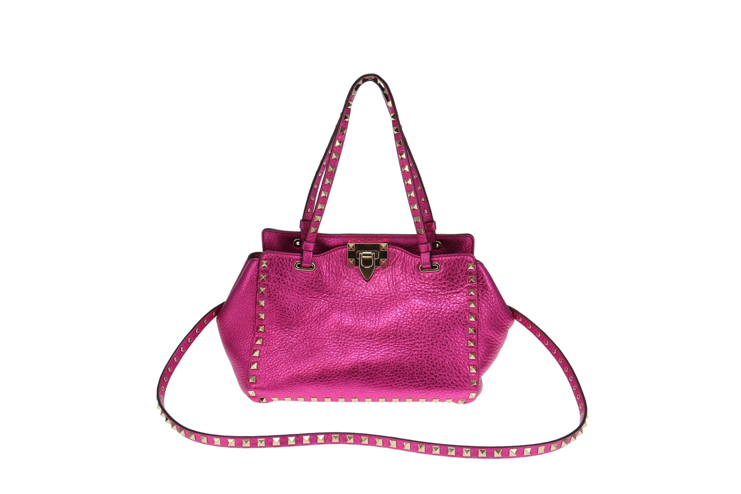 Valentino Metallic Pink Rockstud Tote