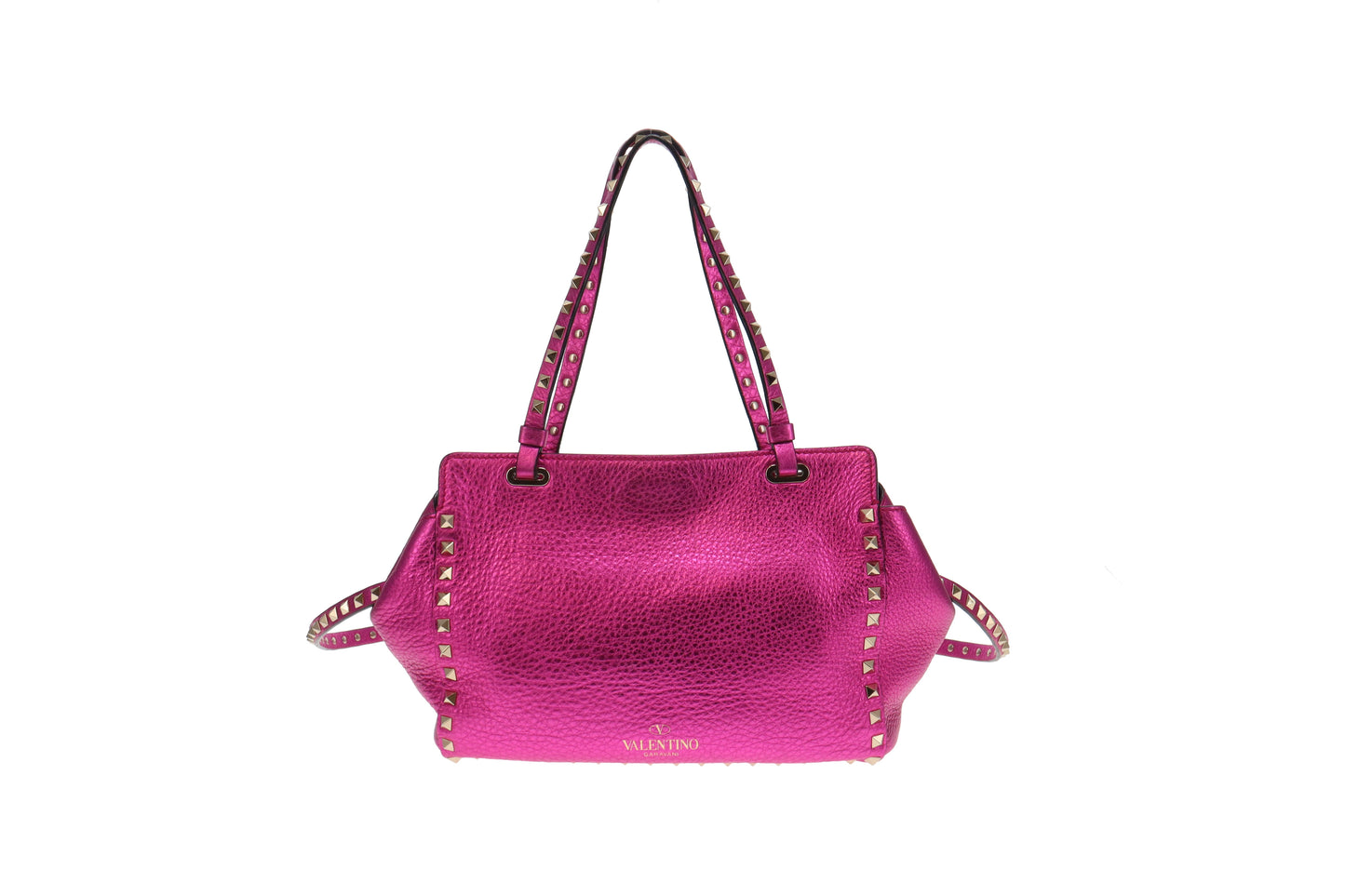 Valentino Metallic Pink Rockstud Tote