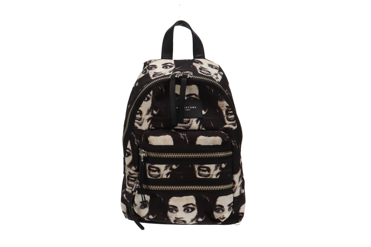 Marc Jacobs Black and White Maria Callas Printed Biker Backpack