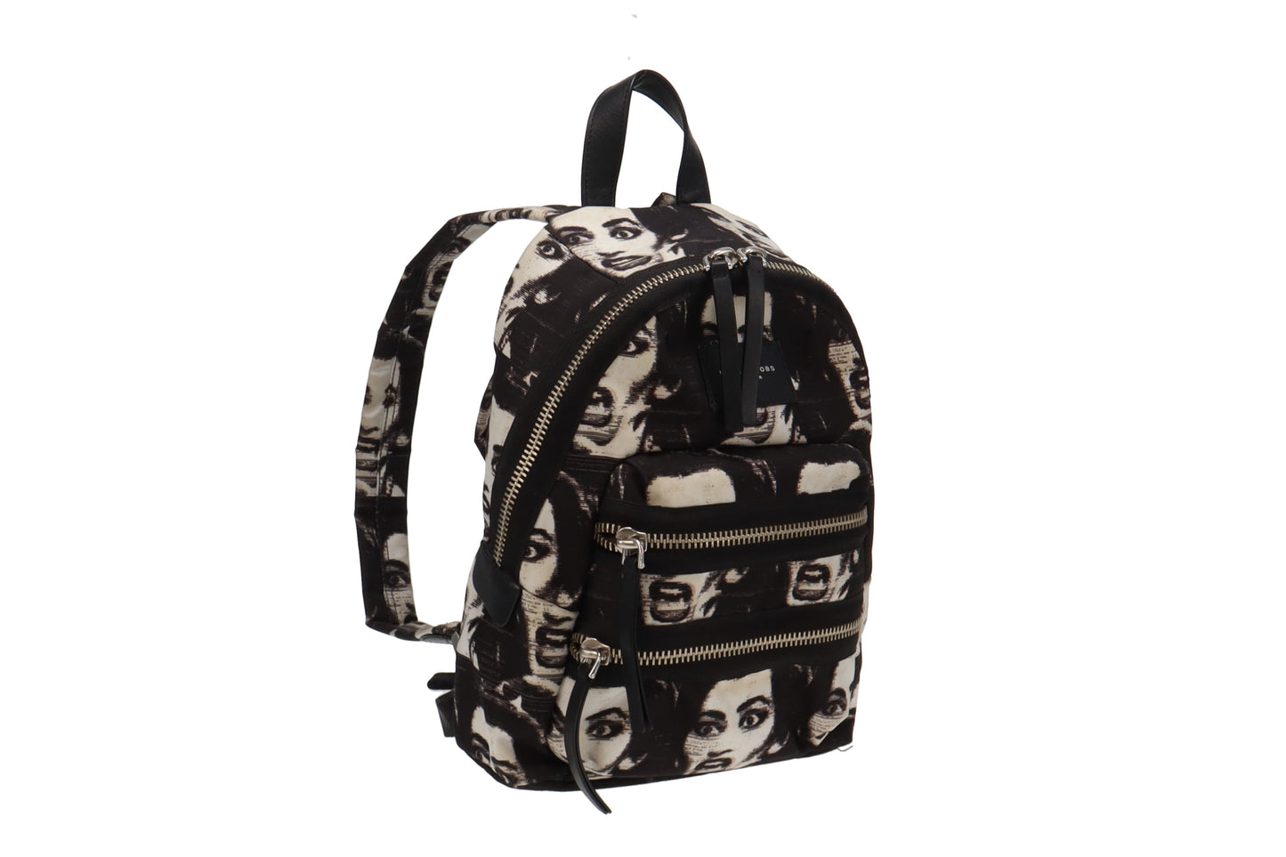 Marc Jacobs Black and White Maria Callas Printed Biker Backpack