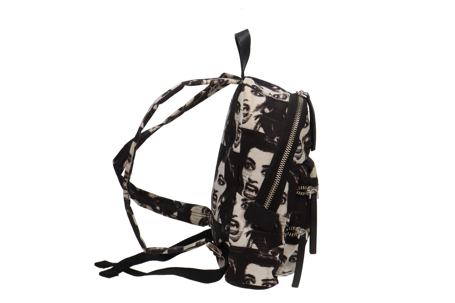 Marc Jacobs Black and White Maria Callas Printed Biker Backpack