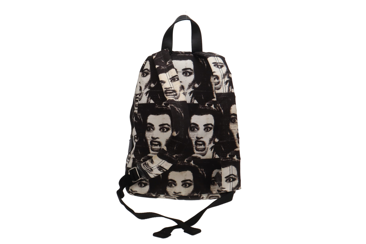 Marc Jacobs Black and White Maria Callas Printed Biker Backpack