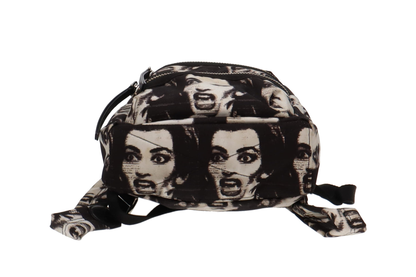 Marc Jacobs Black and White Maria Callas Printed Biker Backpack
