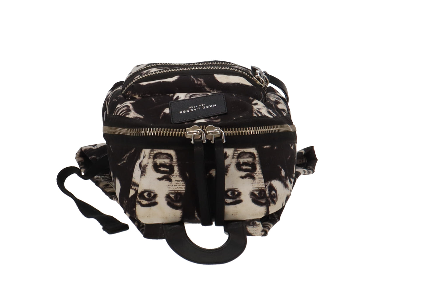 Marc Jacobs Black and White Maria Callas Printed Biker Backpack