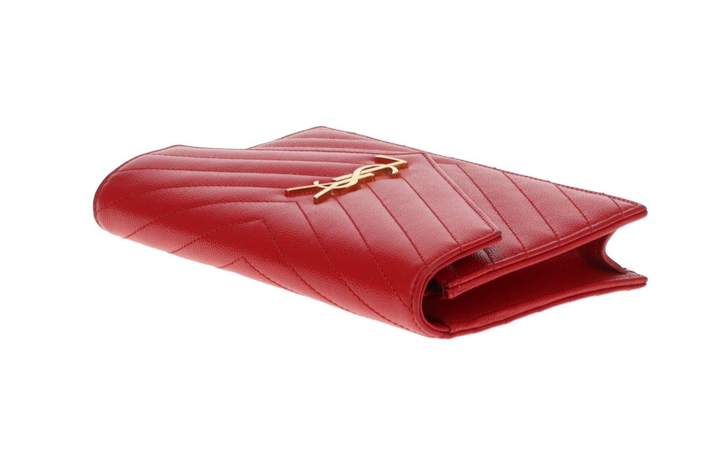 Saint Laurent Cassandre Chain Wallet Red GHW 2018