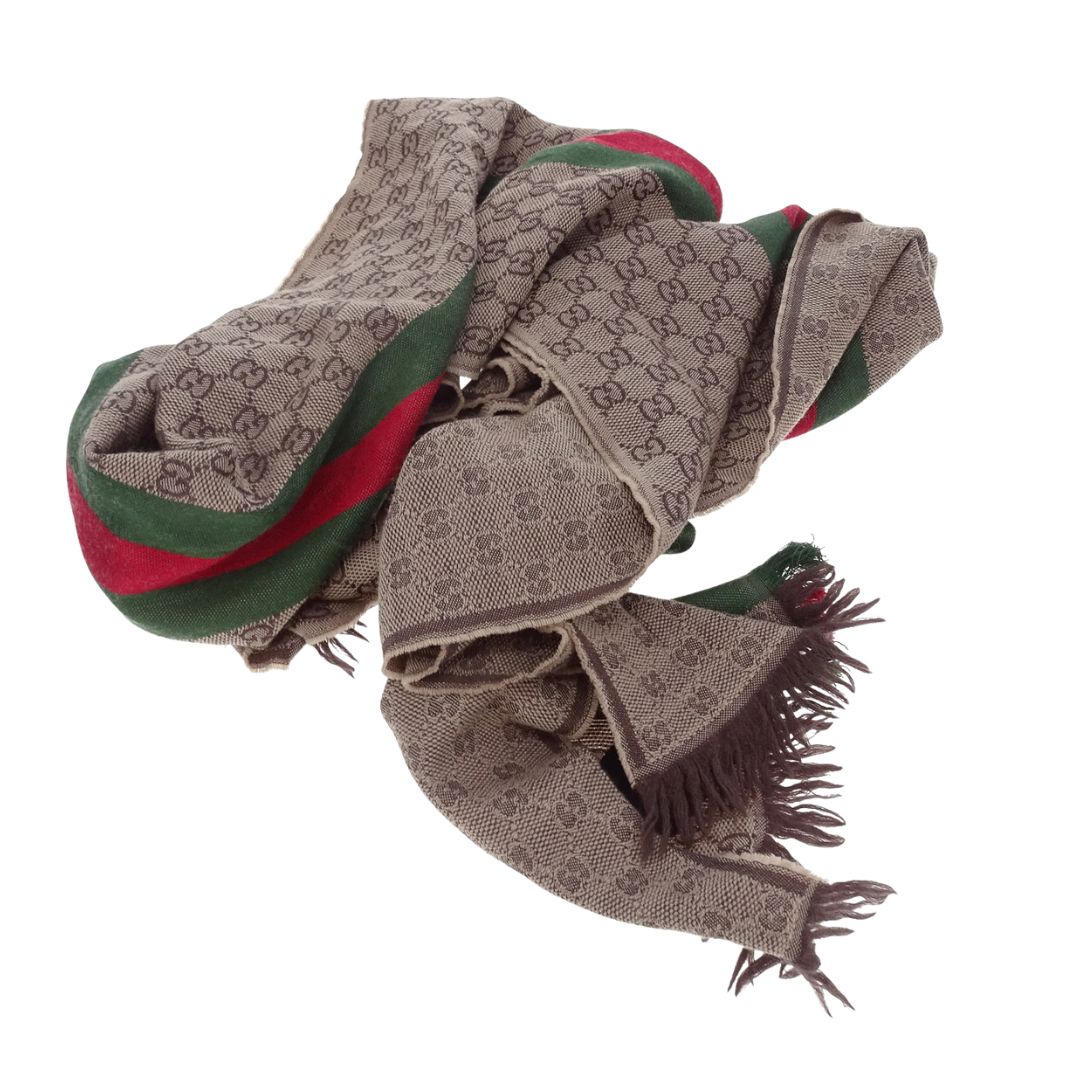 Gucci GG Web Scarf 80% Wool and 20% Silk