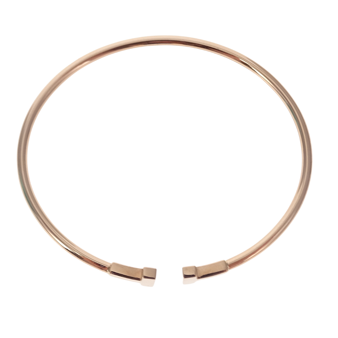 Tiffany & Co T Wire Narrow Wire Bracelet 18k Rose Gold