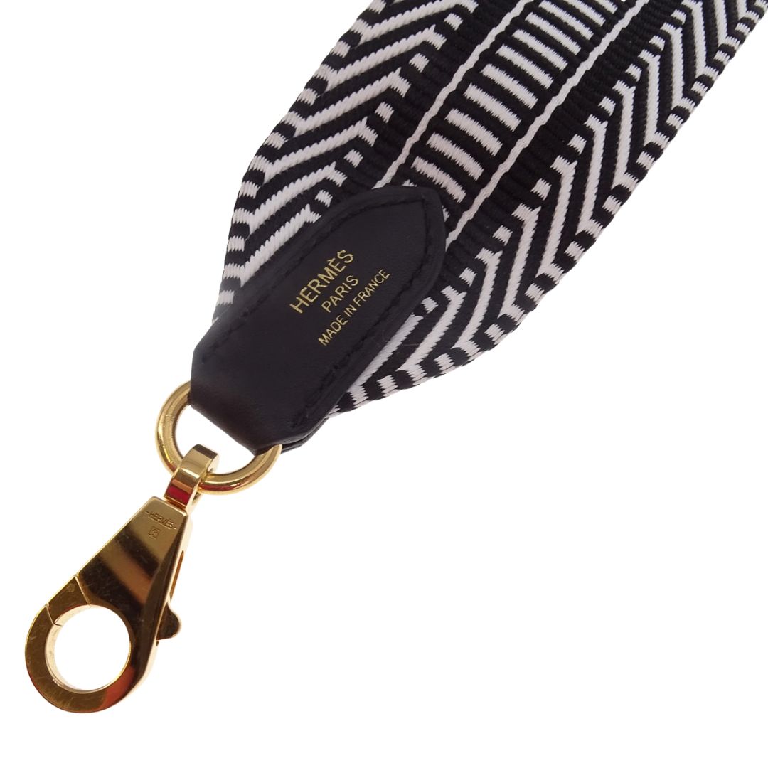 Hermes Canvas Strap 50mm Ecru/Noir Pattern GHW