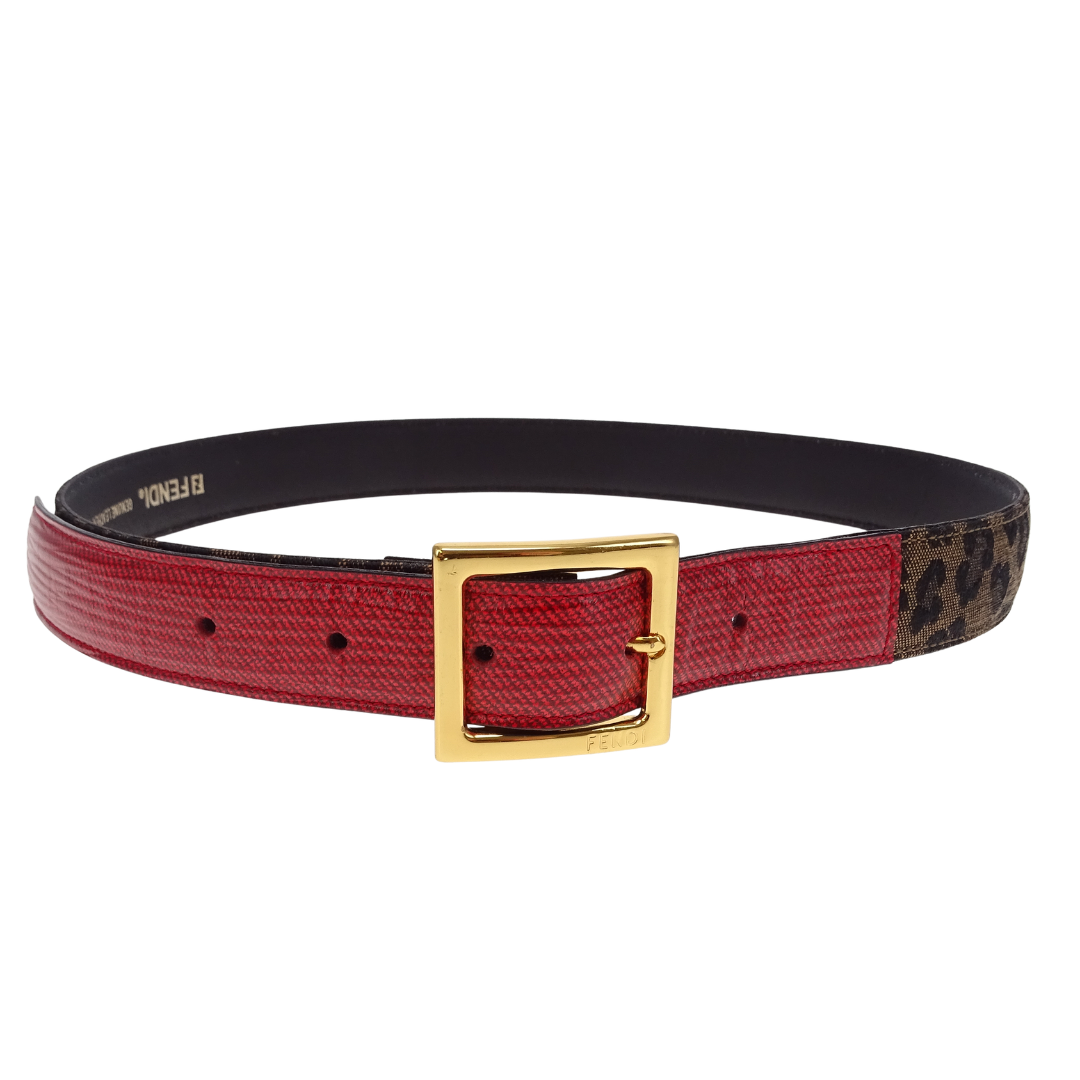 Fendi Belt Leopard/Red Vintage (very small fit)