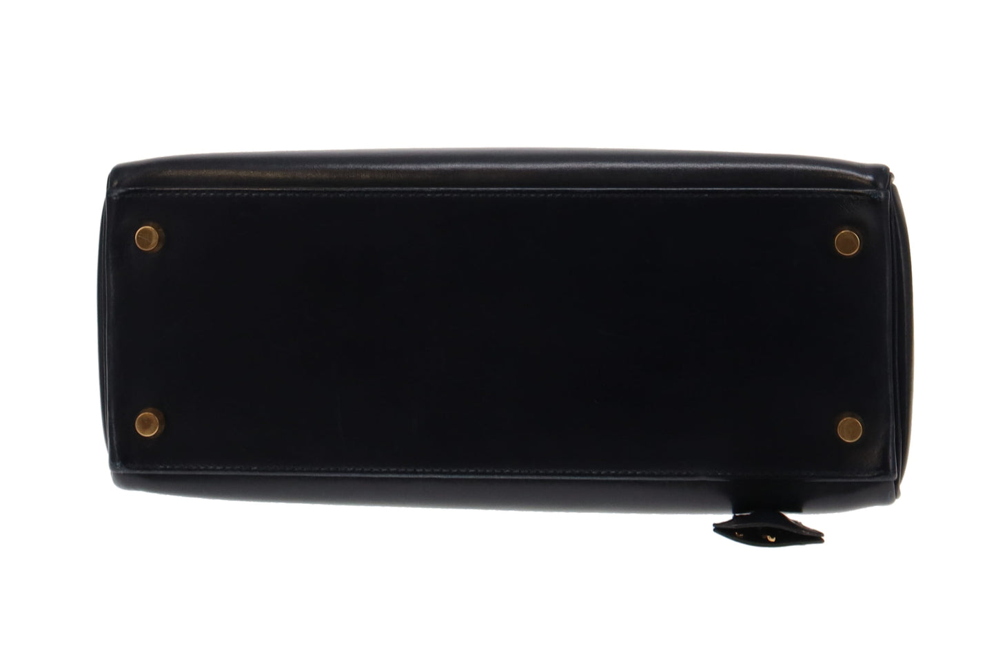Hermes Navy Box Leather Kelly 28 1994 (with canvas strap)