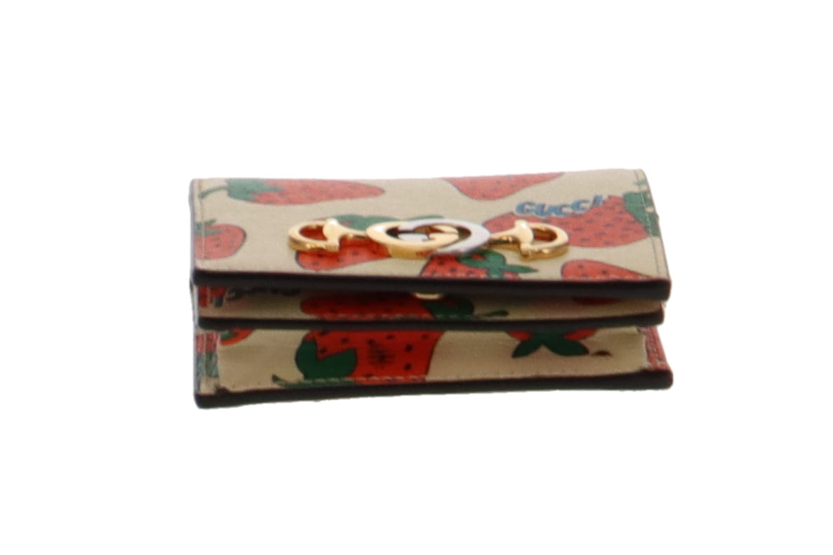 Gucci Leather Strawberry Zumi Card Case on Handheld Chain