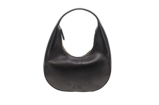 Stella McCartney Black Faux Leather Logo Hobo Shoulder bag