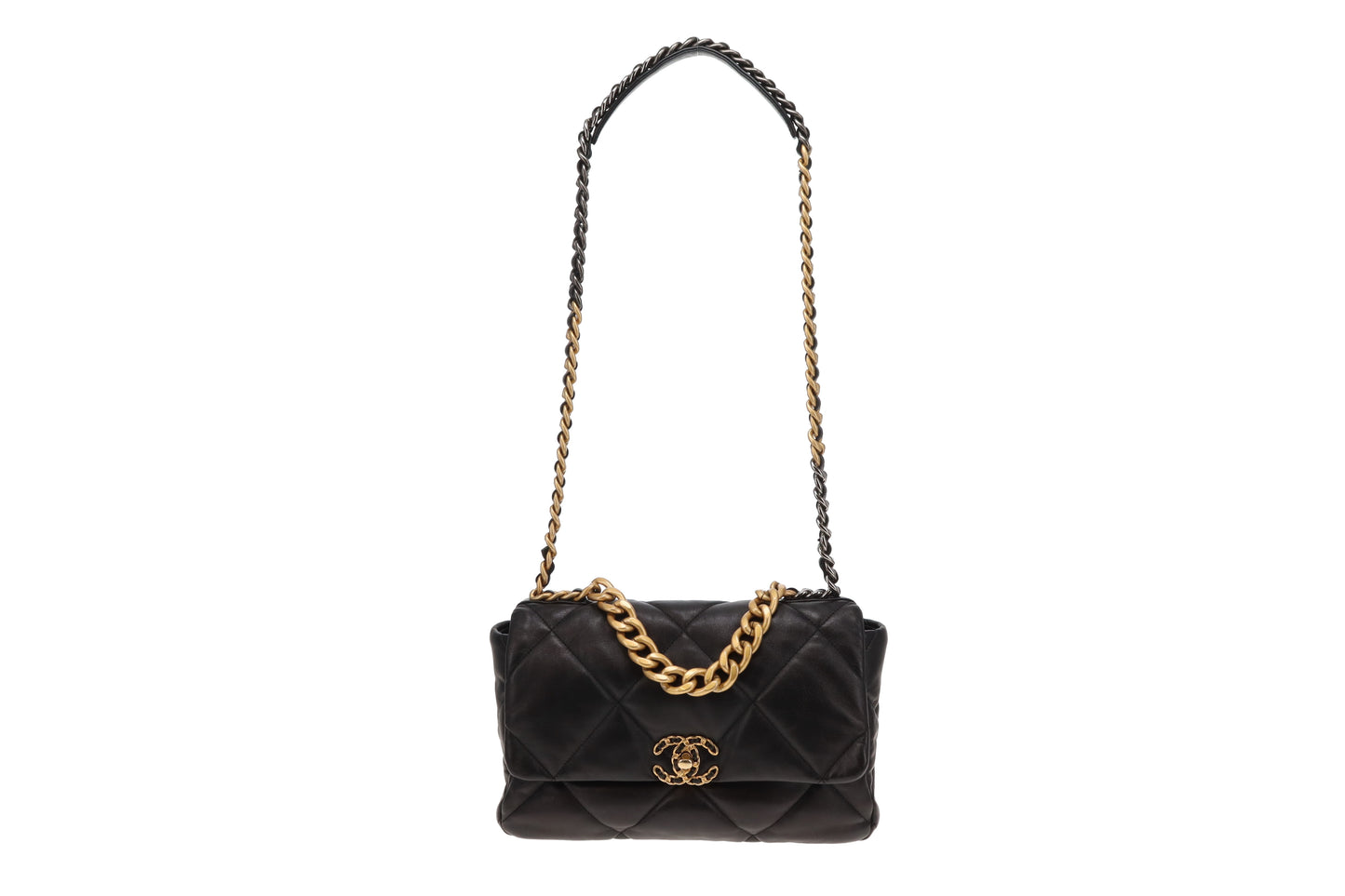 Chanel 19 Black Shiny Lambskin Large 2022