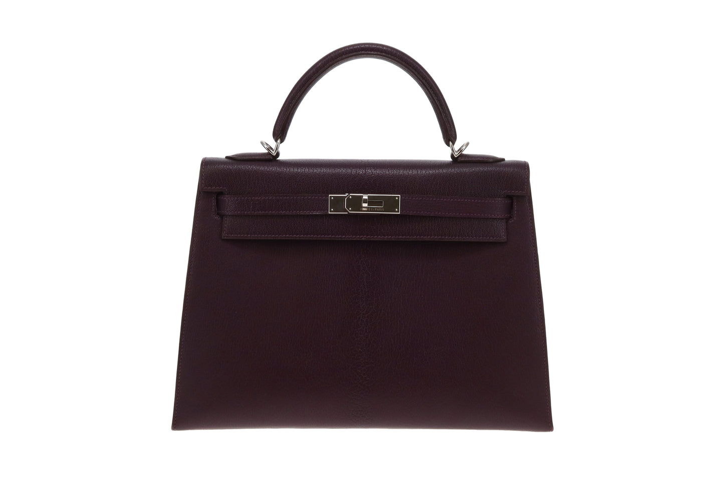 Hermes Sellier Kelly 32cm Chevre De Coromandel Raisin With Palladium Hardware 2005