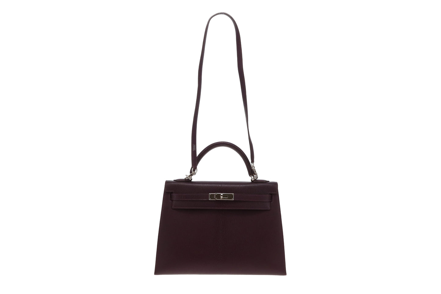 Hermes Sellier Kelly 32cm Chevre De Coromandel Raisin With Palladium Hardware 2005