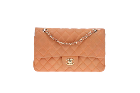 Chanel Classic Medium Double Flap Peach Caviar Leather GH 2012