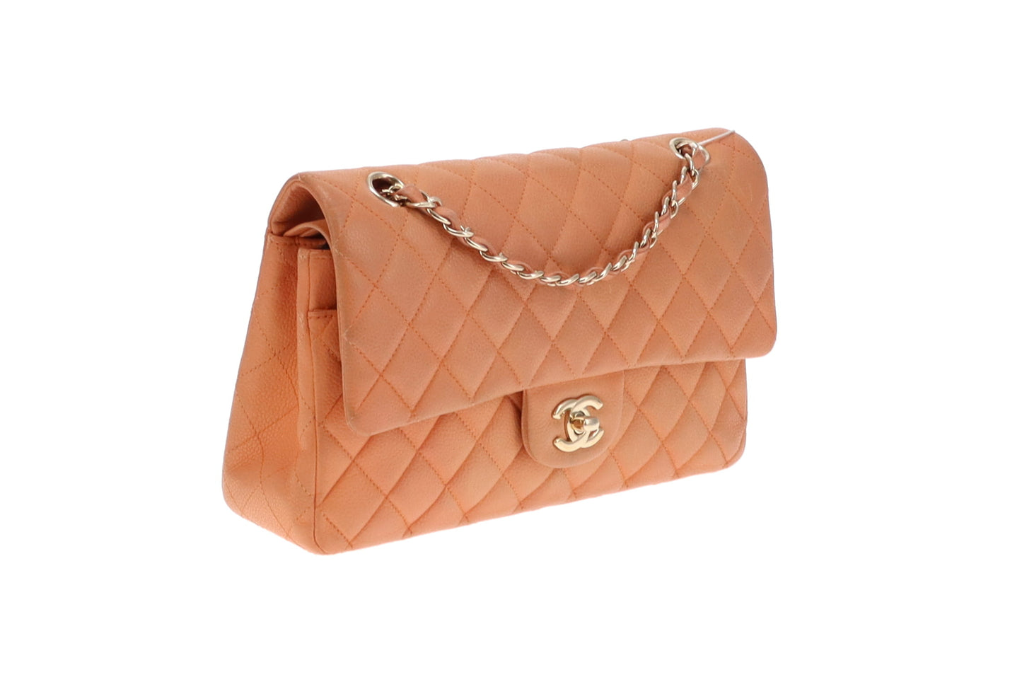 Chanel Classic Medium Double Flap Peach Caviar Leather GH 2012